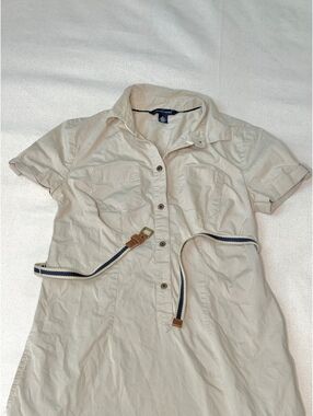 Tommy Hilfiger Womens Size 0 Belted Safari Shirt Dress Utility Midi